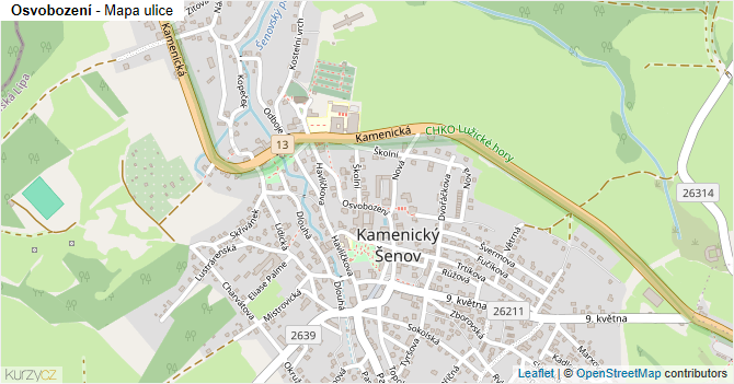 Osvobození - mapa ulice