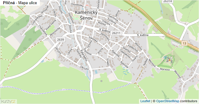 Příčná - mapa ulice