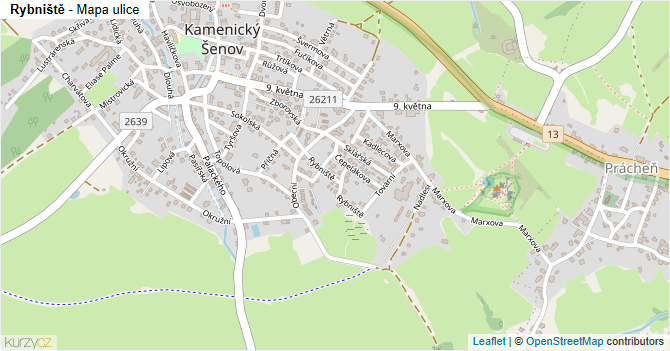 Rybniště - mapa ulice