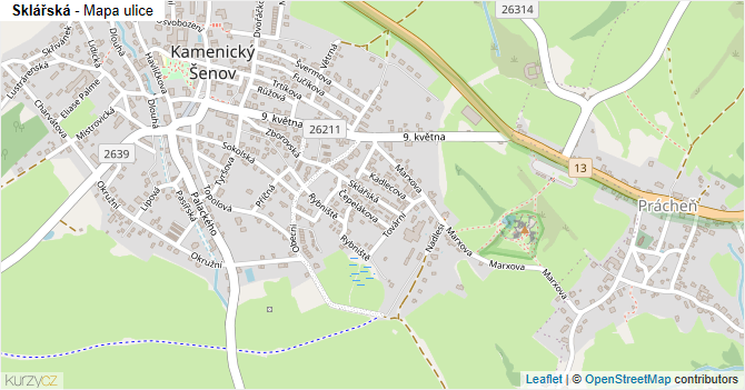 Sklářská - mapa ulice