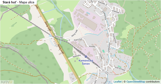 Stará huť - mapa ulice