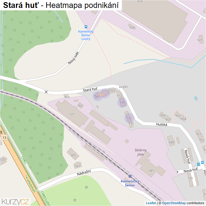 Mapa Stará huť - Firmy v ulici.
