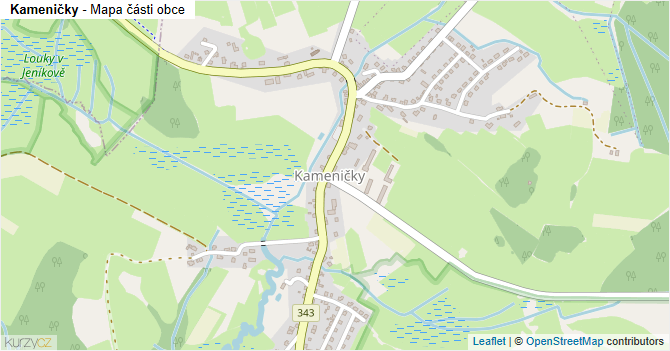 Kameničky - mapa části obce