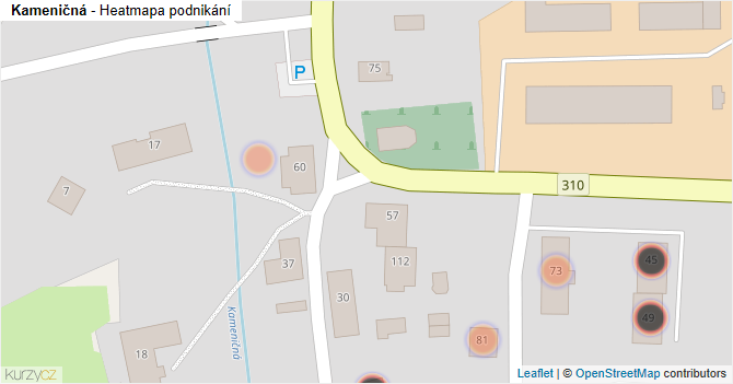 Kameničná - mapa podnikání