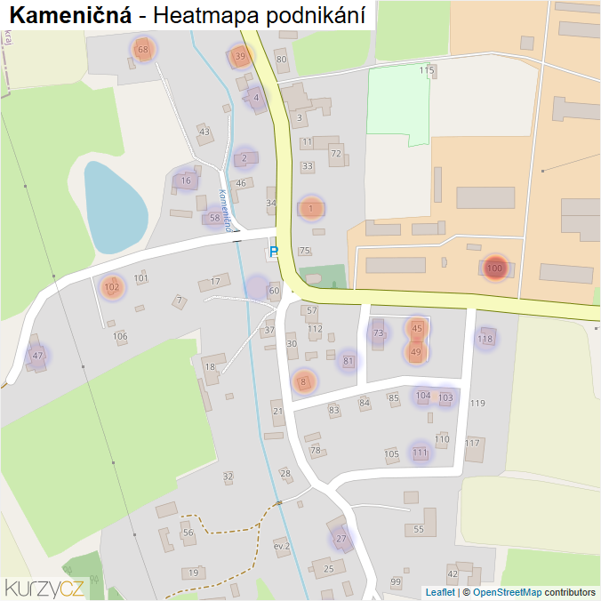 Mapa Kameničná - Firmy v části obce.