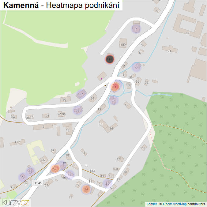 Mapa Kamenná - Firmy v části obce.