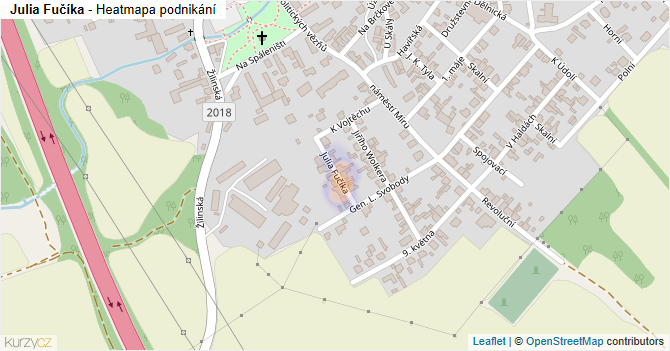 Julia Fučíka - mapa podnikání