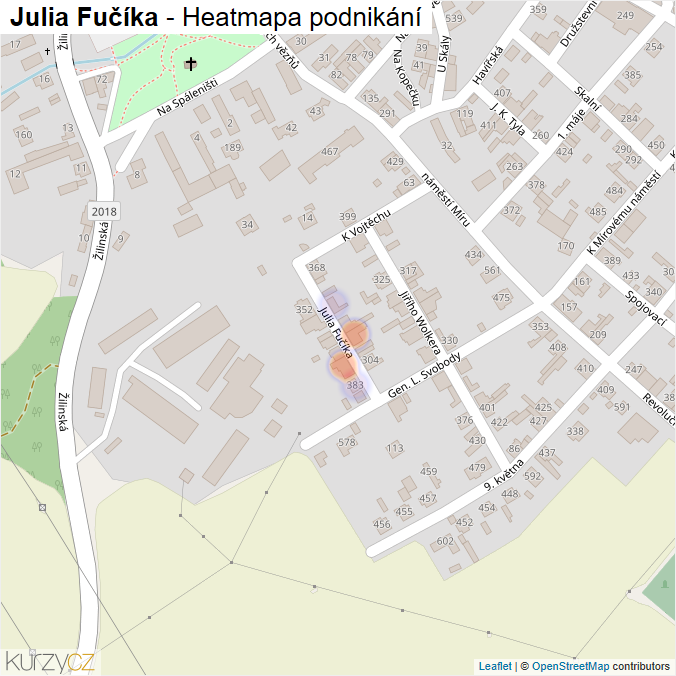 Mapa Julia Fučíka - Firmy v ulici.