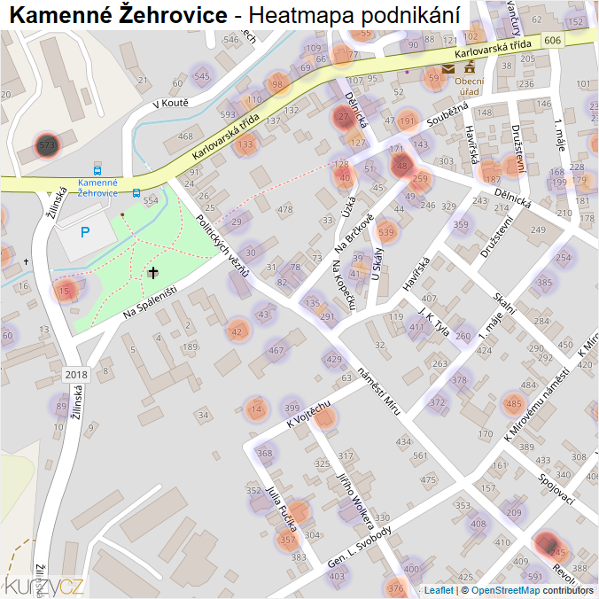 Mapa Kamenné Žehrovice - Firmy v části obce.