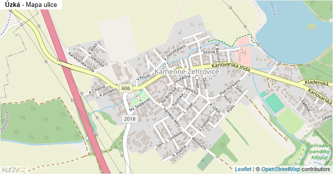 Úzká - mapa ulice
