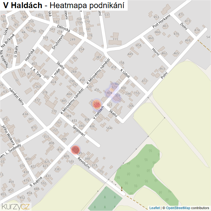 Mapa V Haldách - Firmy v ulici.