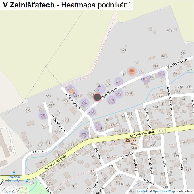 Mapa V Zelnišťatech - Firmy v ulici.