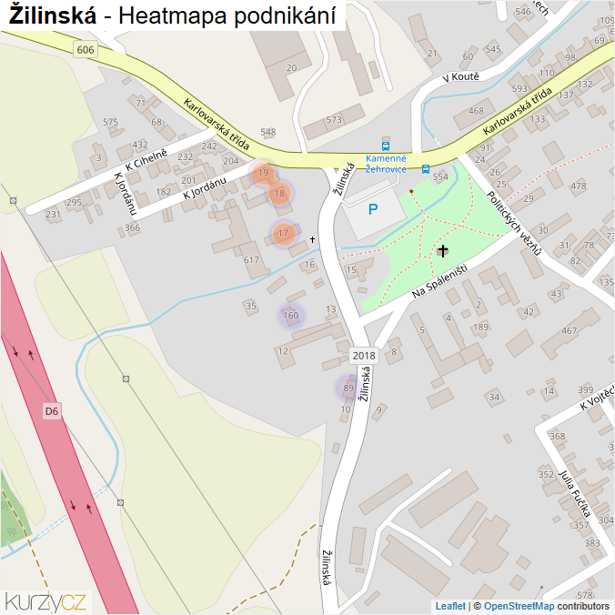 Mapa Žilinská - Firmy v ulici.