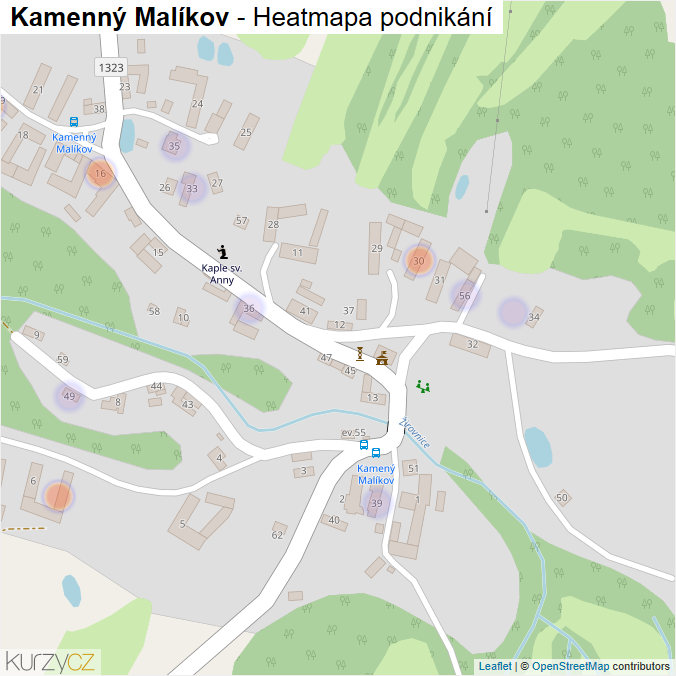 Mapa Kamenný Malíkov - Firmy v části obce.