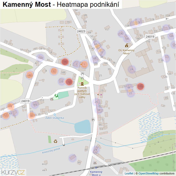 Mapa Kamenný Most - Firmy v části obce.