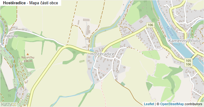 Hostěradice - mapa části obce