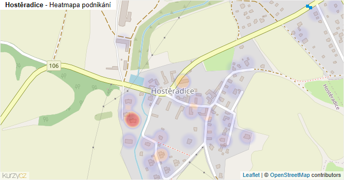 Hostěradice - mapa podnikání
