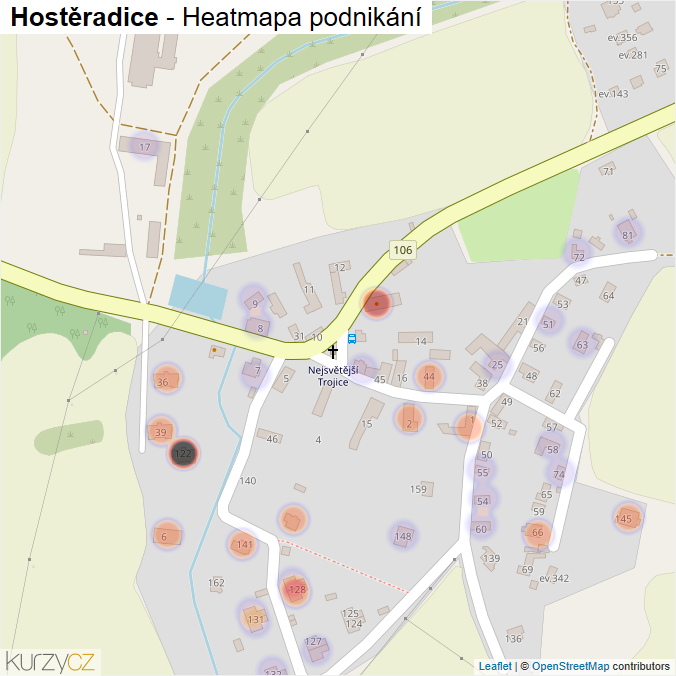 Mapa Hostěradice - Firmy v části obce.