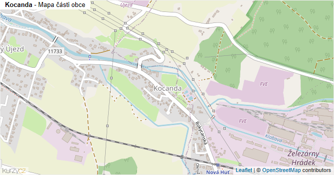 Kocanda - mapa části obce