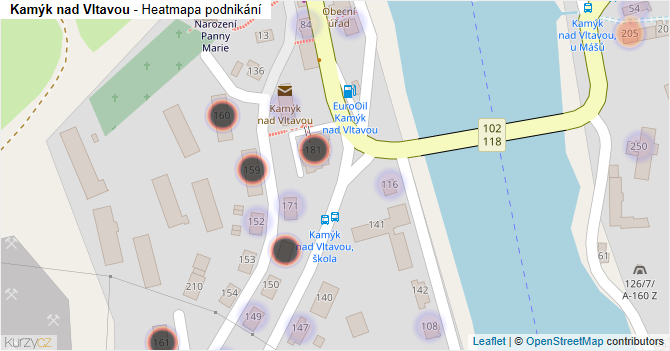 Kamýk nad Vltavou - mapa podnikání