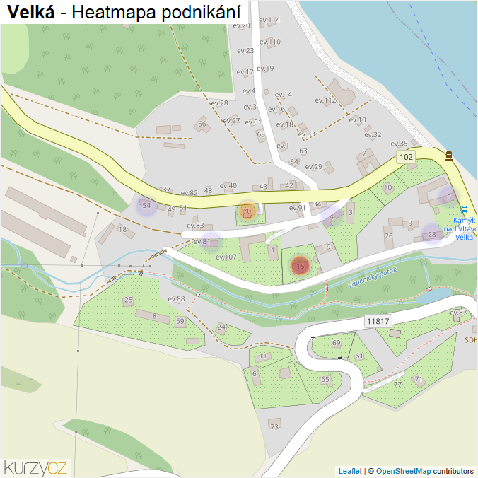 Mapa Velká - Firmy v části obce.