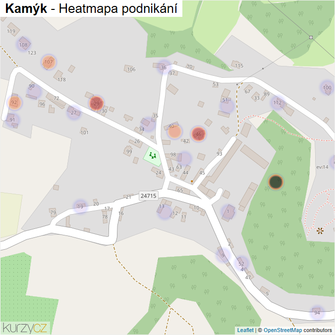 Mapa Kamýk - Firmy v části obce.
