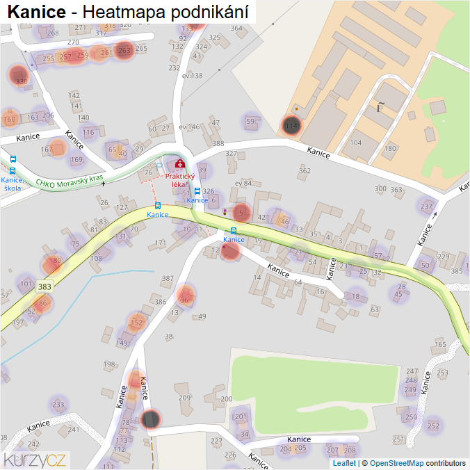 Mapa Kanice - Firmy v části obce.