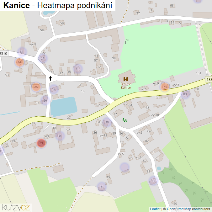 Mapa Kanice - Firmy v části obce.