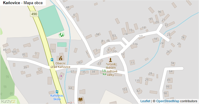 Kaňovice - mapa obce