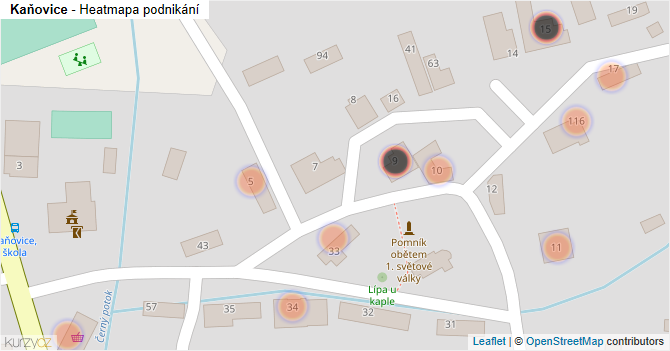 Kaňovice - mapa podnikání