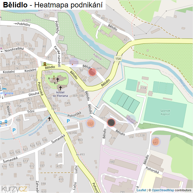 Mapa Bělidlo - Firmy v ulici.