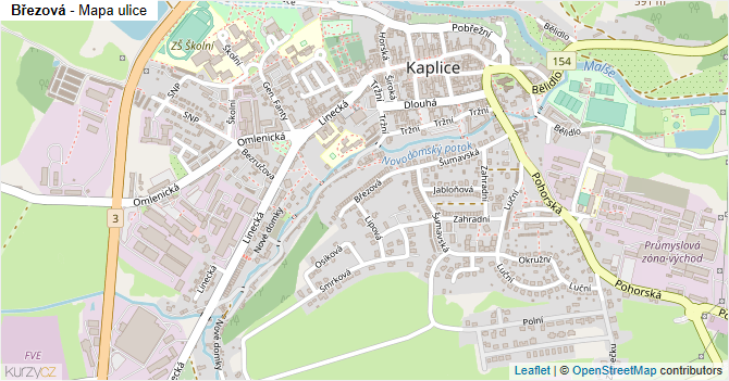 Březová - mapa ulice