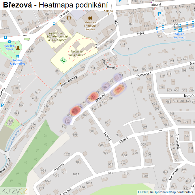 Mapa Březová - Firmy v ulici.