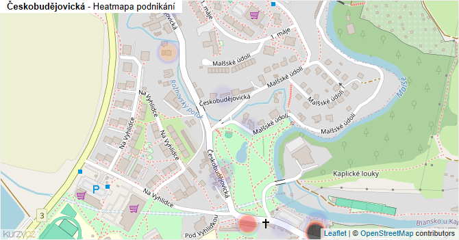 Českobudějovická - mapa podnikání