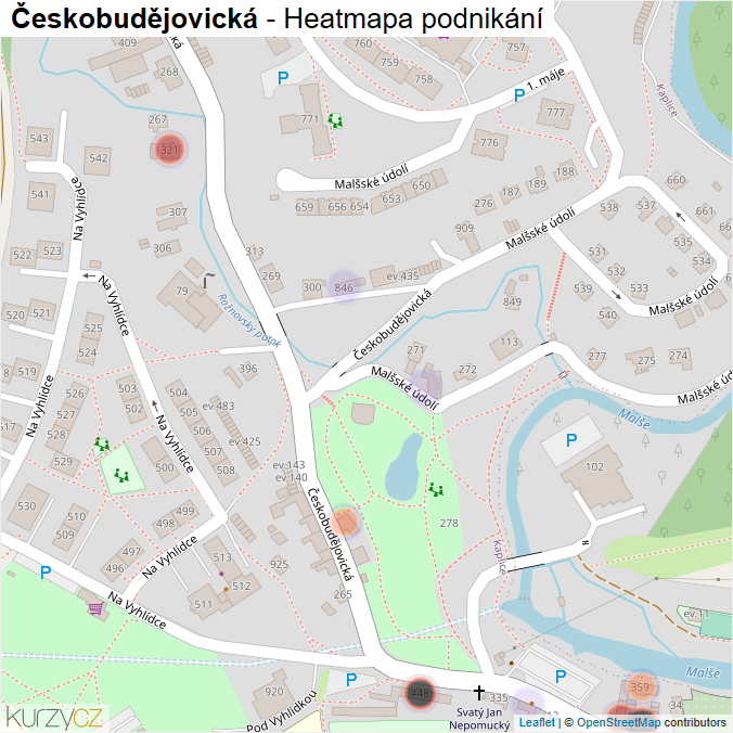 Mapa Českobudějovická - Firmy v ulici.