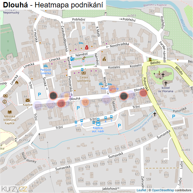 Mapa Dlouhá - Firmy v ulici.