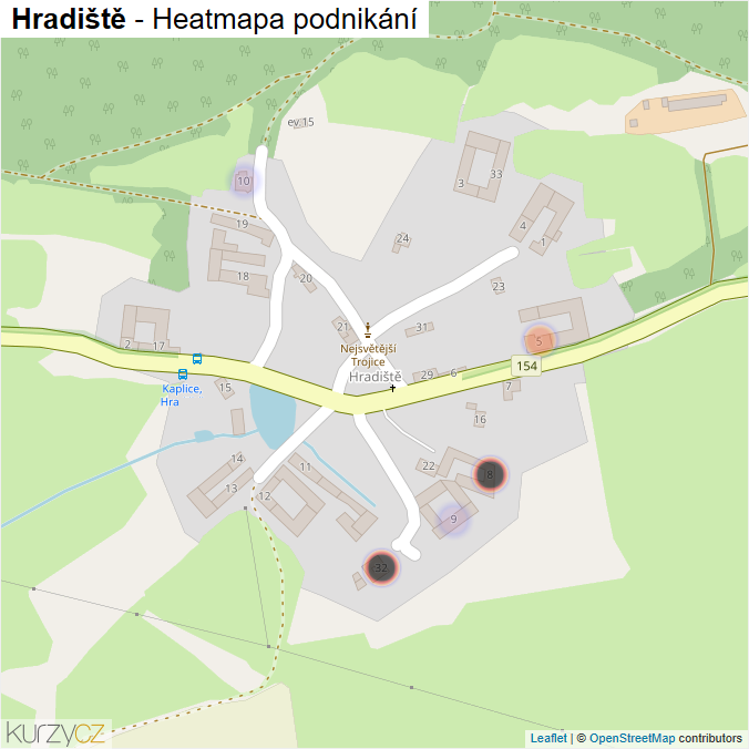 Mapa Hradiště - Firmy v části obce.