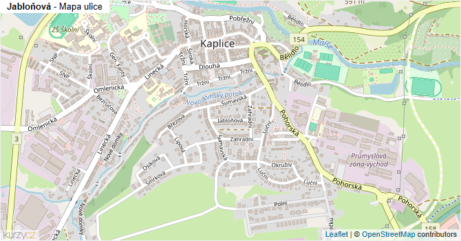 Jabloňová - mapa ulice