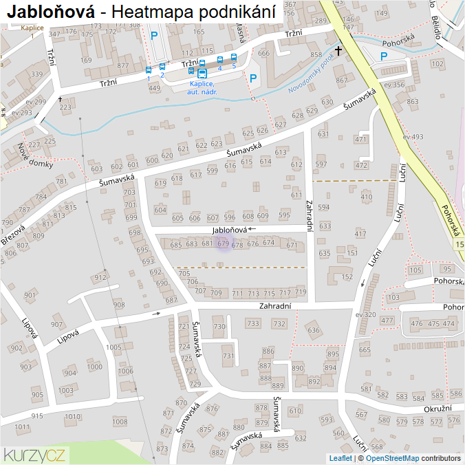 Mapa Jabloňová - Firmy v ulici.