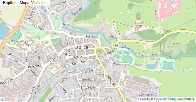 Kaplice - mapa části obce