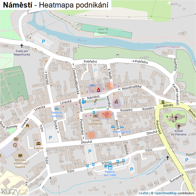 Mapa Náměstí - Firmy v ulici.