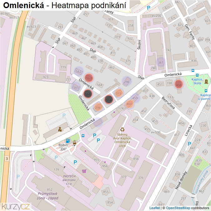 Mapa Omlenická - Firmy v ulici.