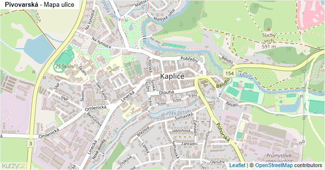 Pivovarská - mapa ulice