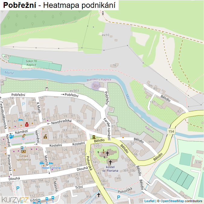 Mapa Pobřežní - Firmy v ulici.