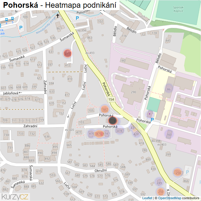 Mapa Pohorská - Firmy v ulici.