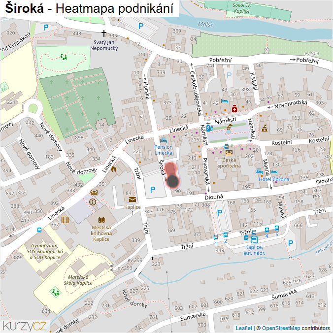 Mapa Široká - Firmy v ulici.