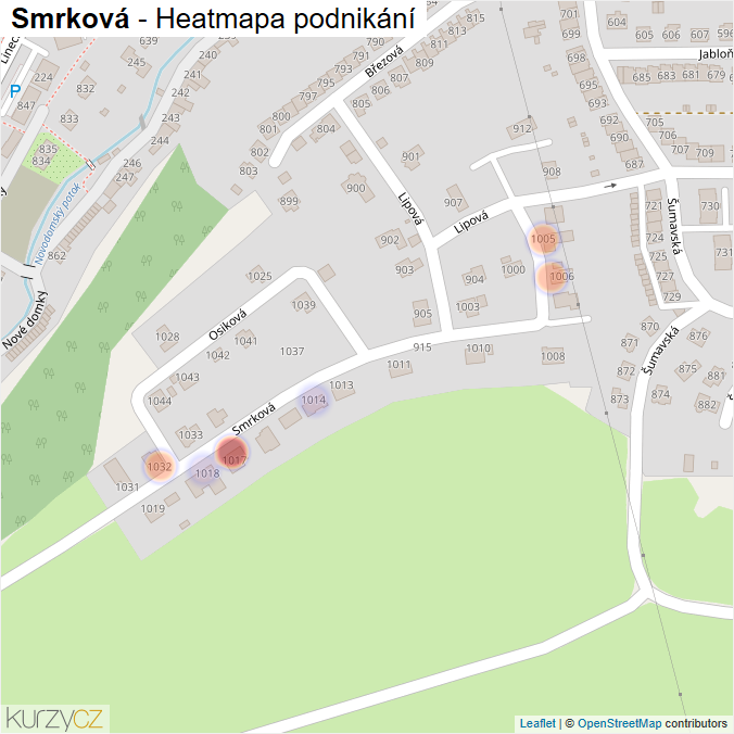Mapa Smrková - Firmy v ulici.