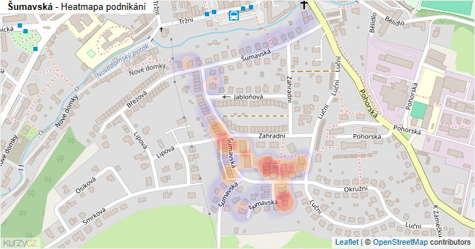 Šumavská - mapa podnikání