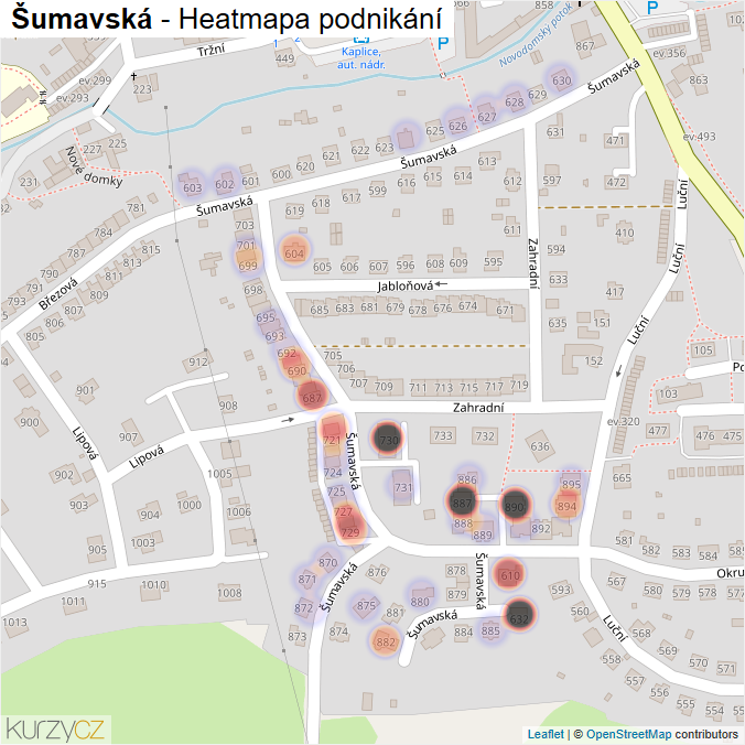 Mapa Šumavská - Firmy v ulici.