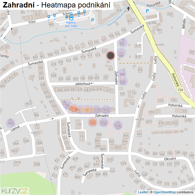 Mapa Zahradní - Firmy v ulici.